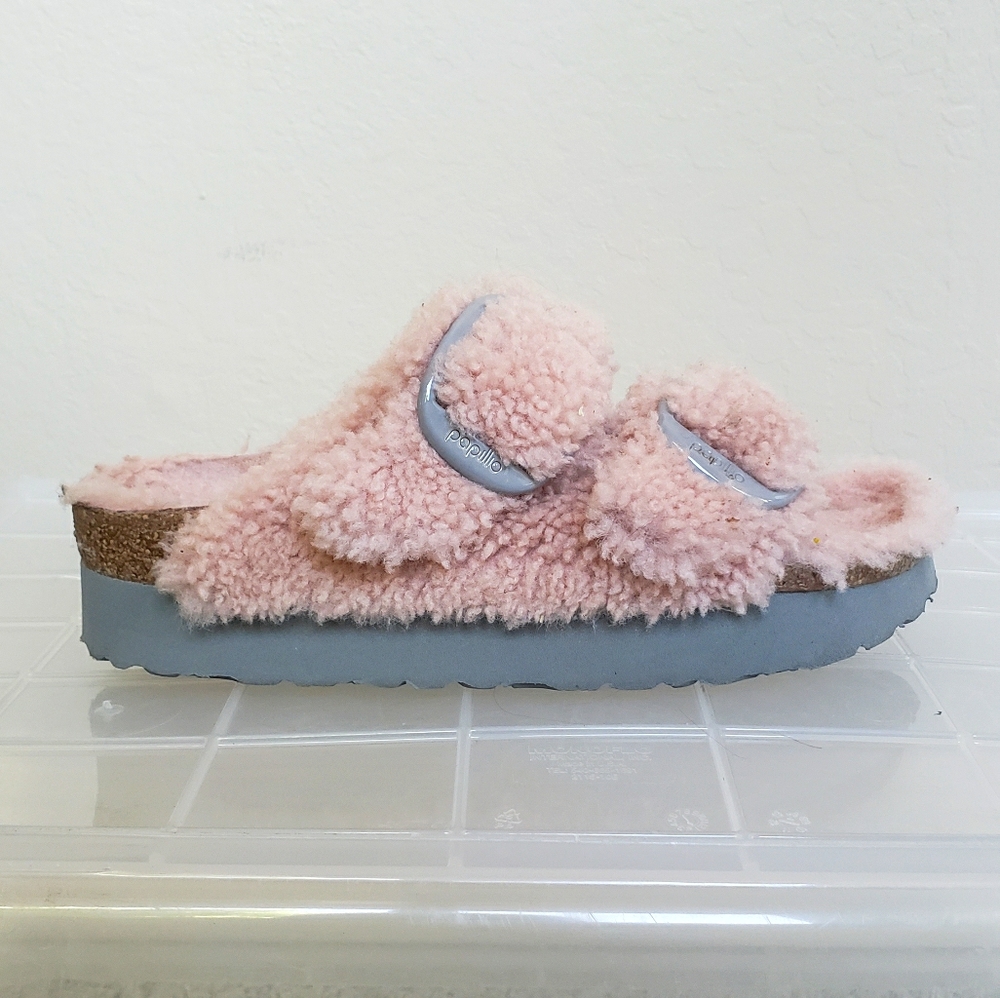Birkenstocks Pink Arizona Shearling Sherpa Sandals